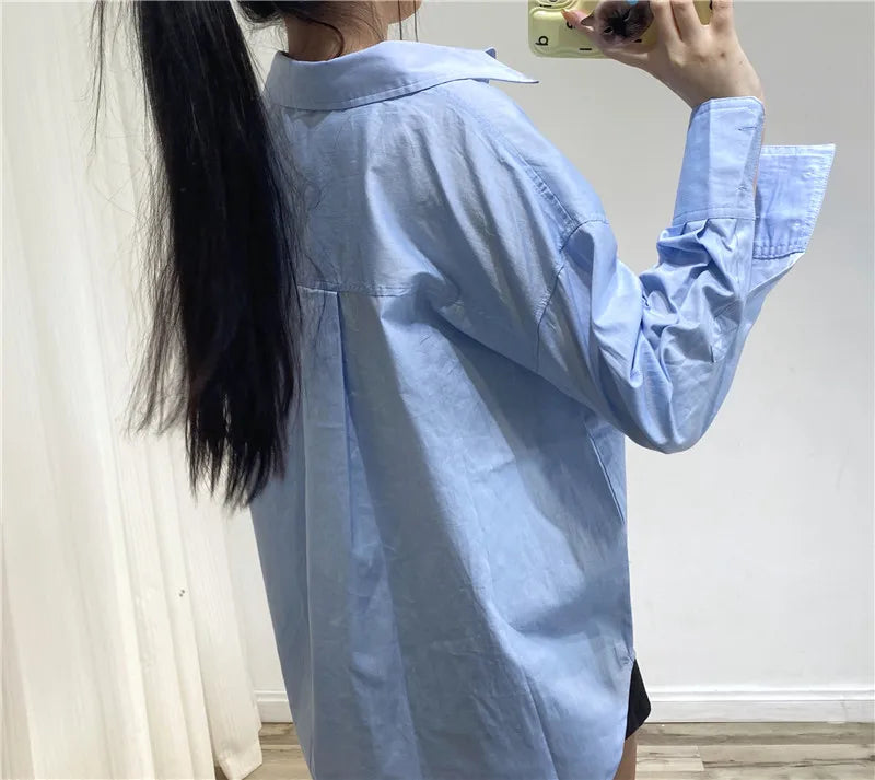 RARF Women Autumn Single Breasted Blouses Vintage Lapel Collar Long Sleeve Office Lady Female Shirt Chic Pocket Top Blusas Aviola