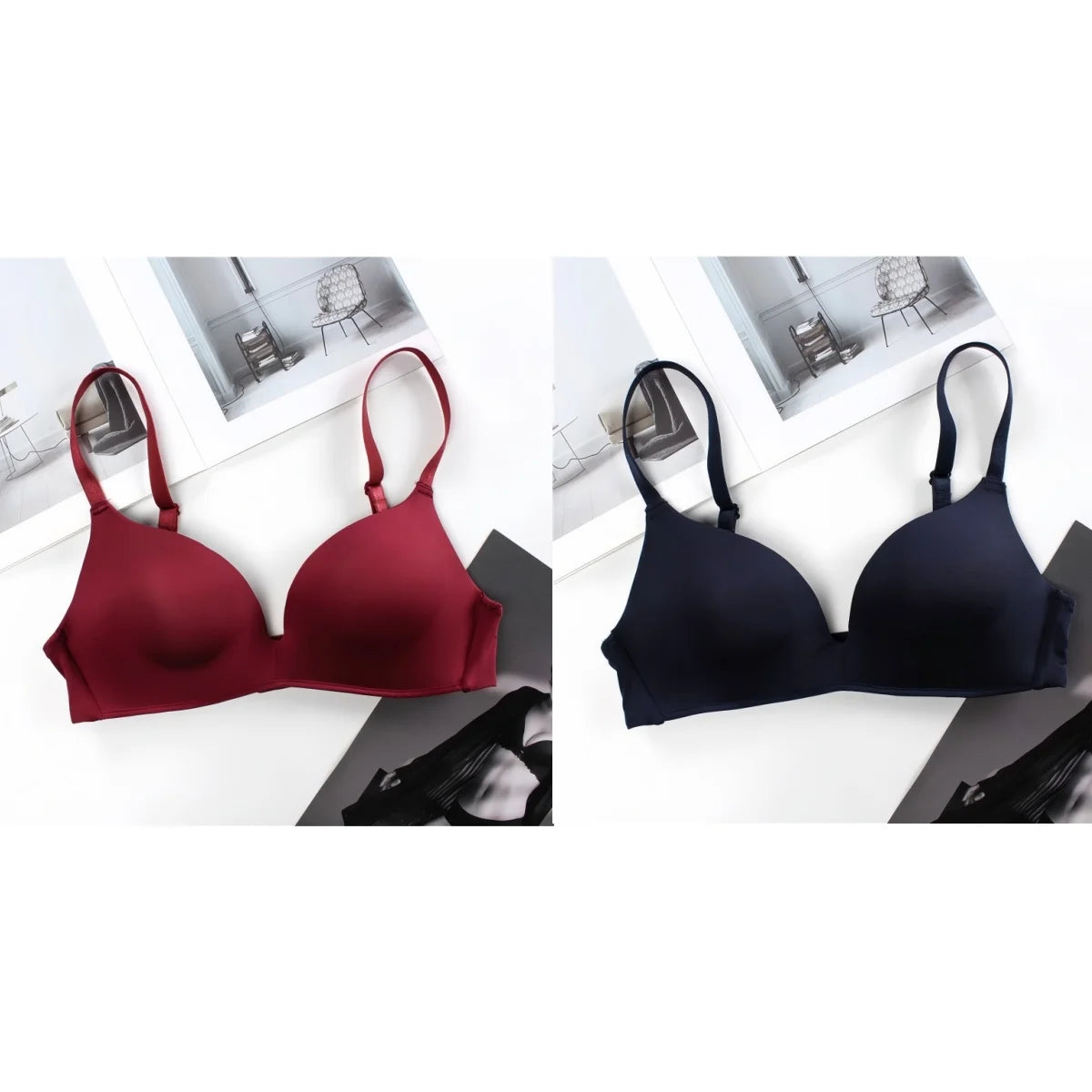 2Pcs/Set Push Up Bra Padded Bras For Women Underwear Non-wire Brassiere Sexy Lingerie Solid Color 3/4 Cup Comfort Intimates Aviola