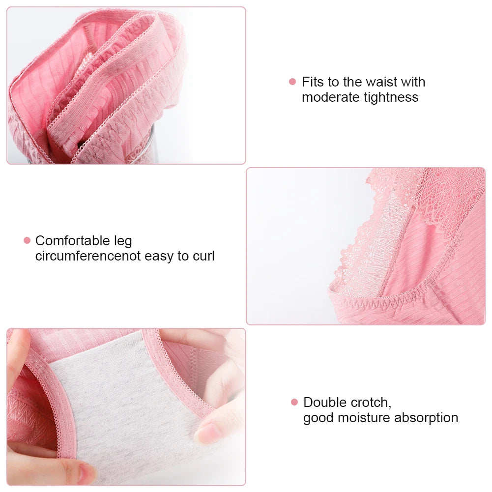 5pcs/Set Ladies Lace boxer briefs Full Coverage Soft Breathable Panties Multipack Underwears for Women Girls Soft Knickers Aviola