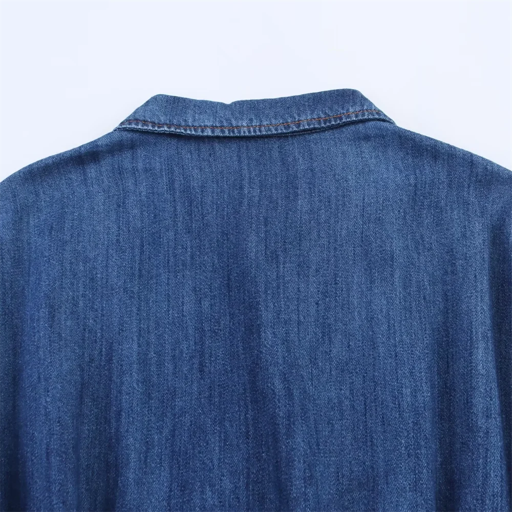 BM&MD&ZA2025denim dress for women summer new mid-length loose temperament A-line skirt over knee shirt skirt Aviola