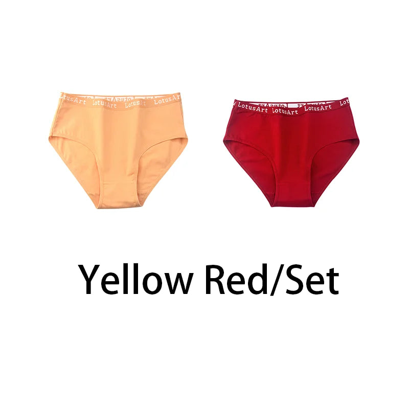 2PCS/Set Women Cotton Solid Panties Sexy Plus Size Underwear Letter Lingerie High Waist Comfor Briefs Aviola