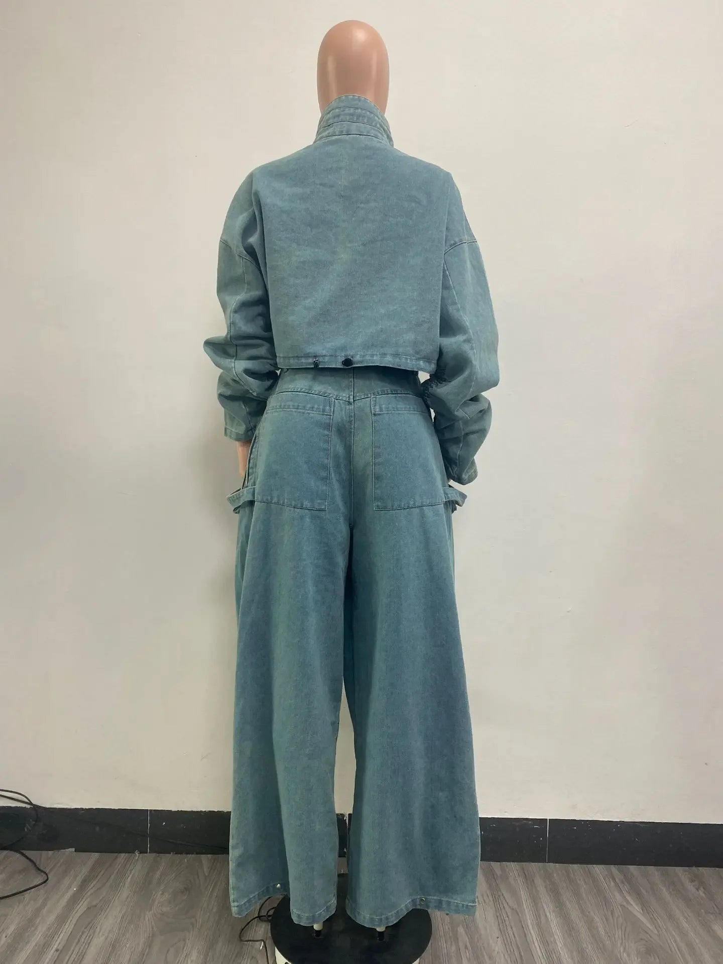 Denim Two Piece Sets Women Coat Jacket Wide Leg Pants Jeans Suits Matching Sets Trousers Outfits 2025 Y2k Streetwear Party Aviola