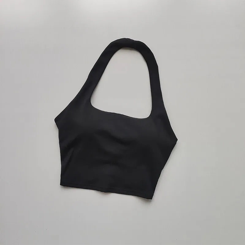 Women's Sport Bra Sexy Halter Padded Yoga Camisole Backless Gym Crop Top Fitness Bra Breathable Workout Sports Bras Aviola