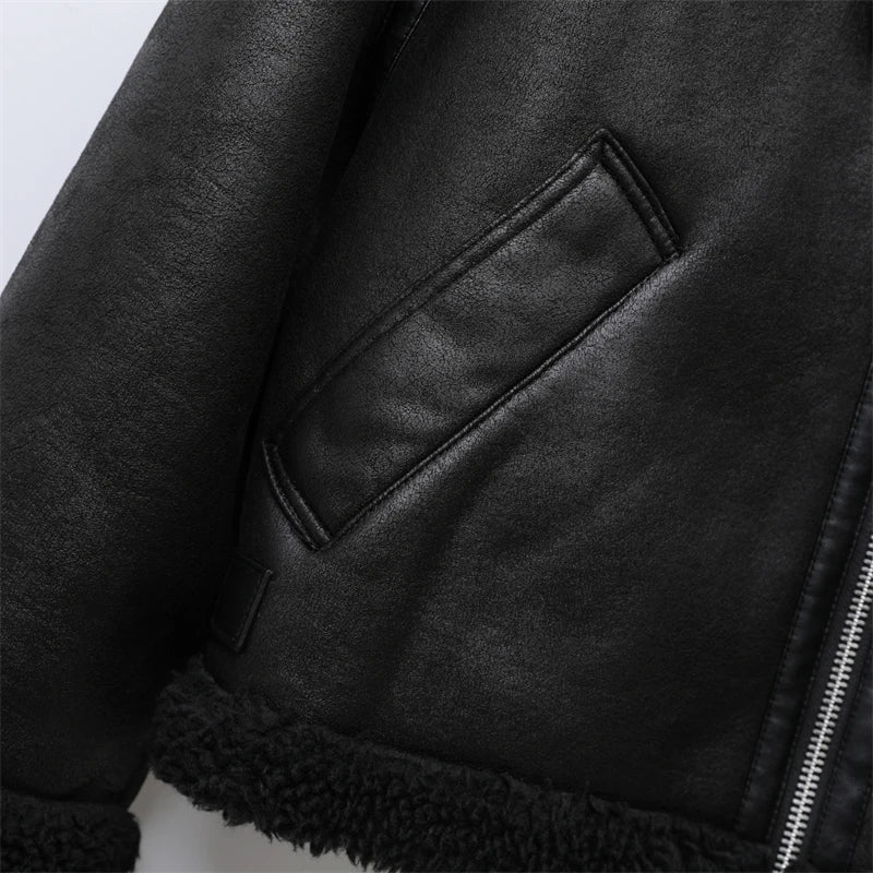 RARF 2024 women's thickened warm fur integrated grab fleece double-sided jacket jacket women's biker top Aviola