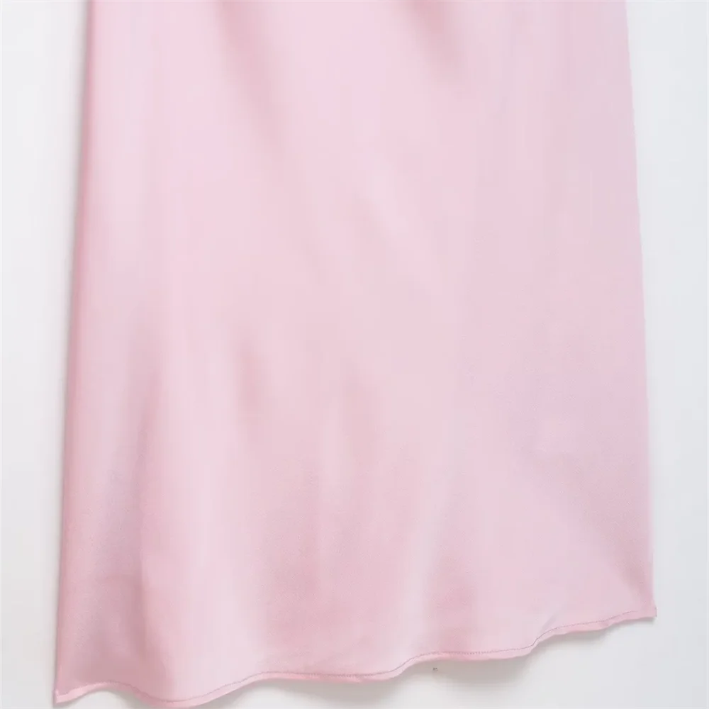 BM&MD&ZA2025lace satin textured stitching tube top suspender slim dress long dress summer women's wear Aviola