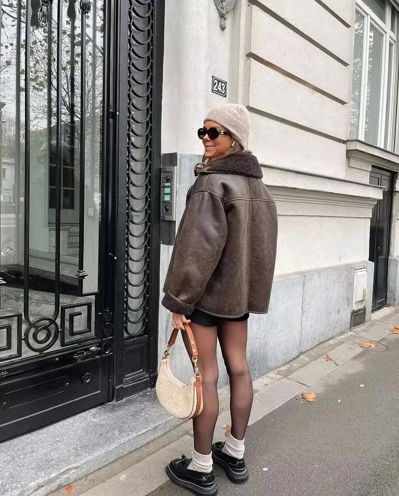 2025 Woman Thick Faux Leather Jackets for Women Autumn Winter Warm Coats Female Demi-season Plush Jacket Women Outerwears Aviola