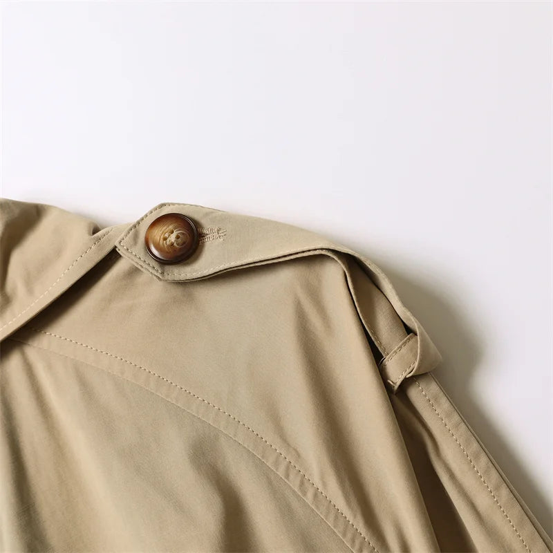 RARF lady Spring and Autumn new classic women's double button trench coat, trench jacket, vintage medium long coat, with belt Aviola