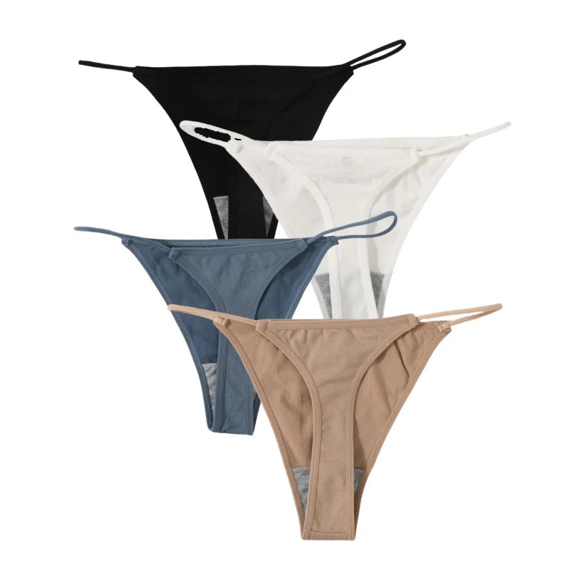 4Pcs/Set Women G-String Seamless Panties Underwear Sexy Lingerie Low Rise Thongs Female G-String High Cut Pantys Aviola