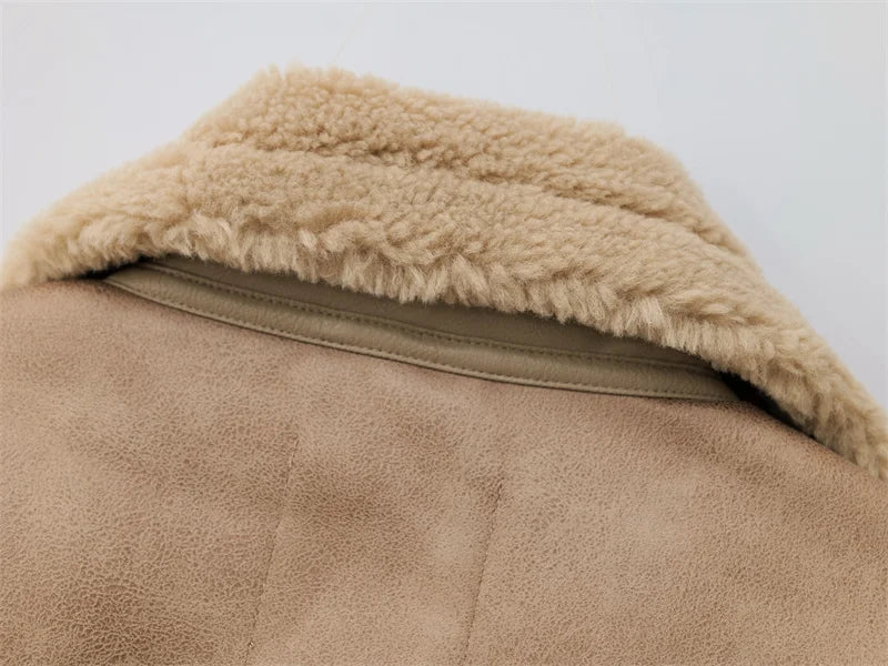 RARF 2024 new European and American women's fur one long sleeve standing collar double-sided jacket fur one thick warm coat Aviola