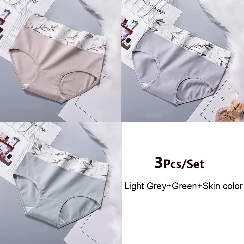 3pcs/Set Printed Underwear for Women Underwear Soft Cotton Knickers Briefs Basic Ladies Panties Full Coverage Breathable Panties Aviola