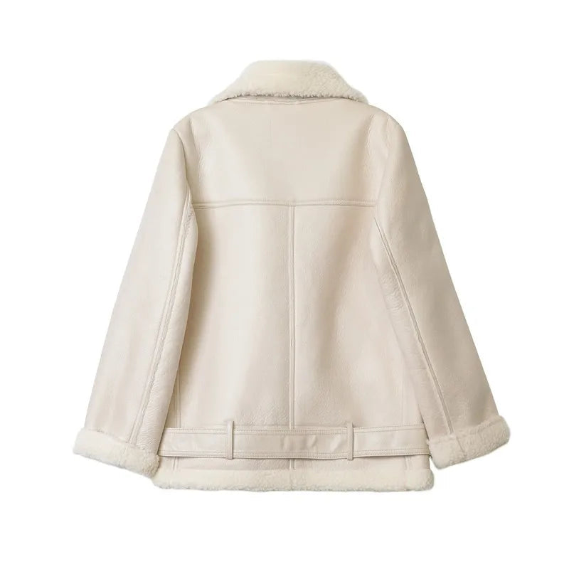 RARF The new  women's jacket with extra thick warm and extra thick lamb feather rider jacket with artificial fur Aviola