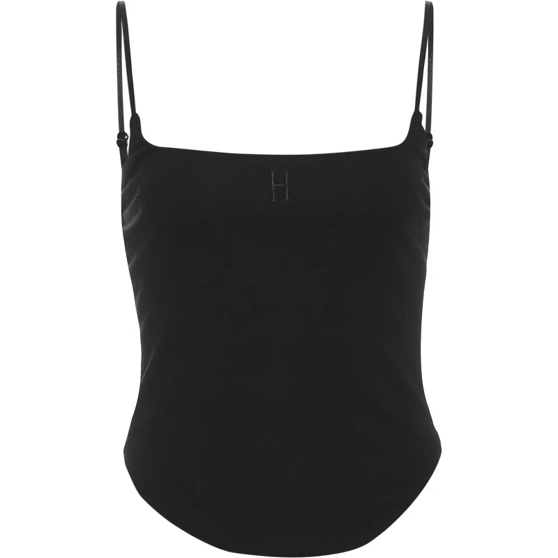 Nibber Low-Neck Camisole Women Irregular Hem Skinny High Elasticity Sleeveless Backless Daily Versatile Sexy Simple Mini Tops Aviola