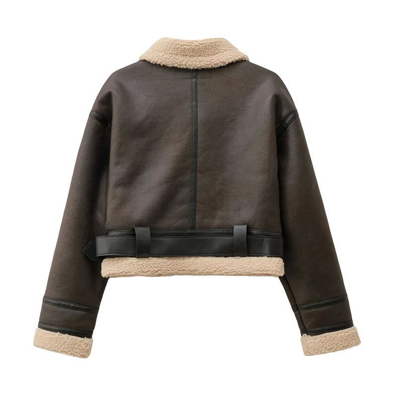 RARF Autumn/Winter 2024 New Women's double-sided short lapel long-sleeved Jacket for women Thickened thermal top Aviola