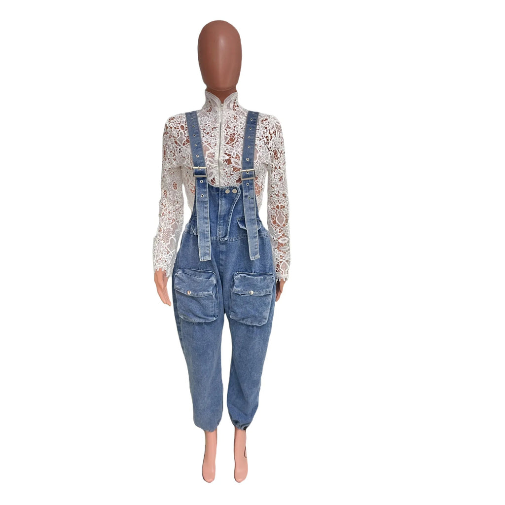 Women Jumpsuits Suspenders Jeans Pant One Piece Demin Overalls Y2k Streetwear Wide Leg Long Pant Casual Loose Rompers Mom Aviola