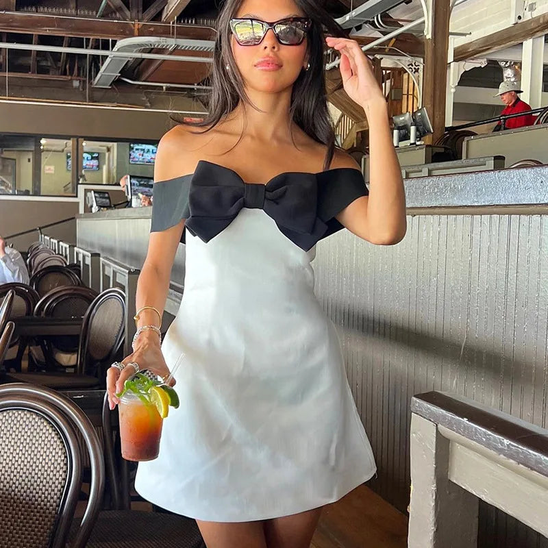 European and American women's Y2K new sexy high-end wrapped chest and buttocks skirt, one shoulder bow tie dress Aviola