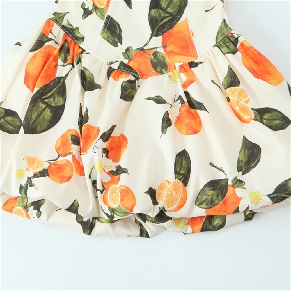 BM&MD&ZA2025cross-back design fruit print square collar simple casual suspender skirt summer new women's dress Aviola