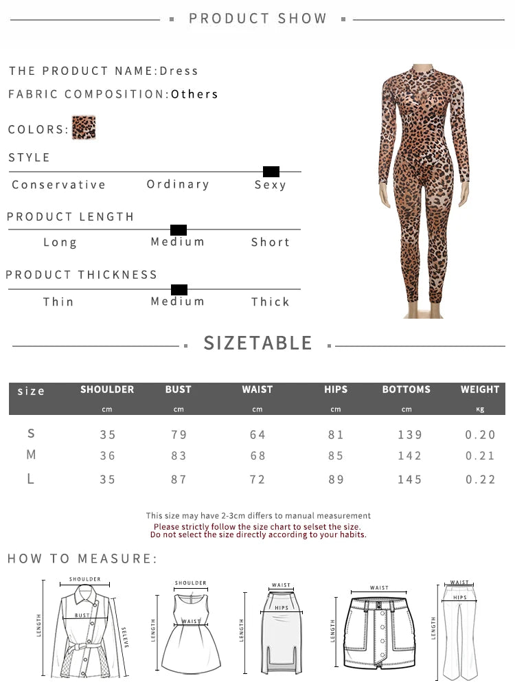 Nibber See Through Leopard Print Jumpsuit Women Sexy midnight full sleeve Hipster Fit Street Clubwear Party Workout Overalls Aviola