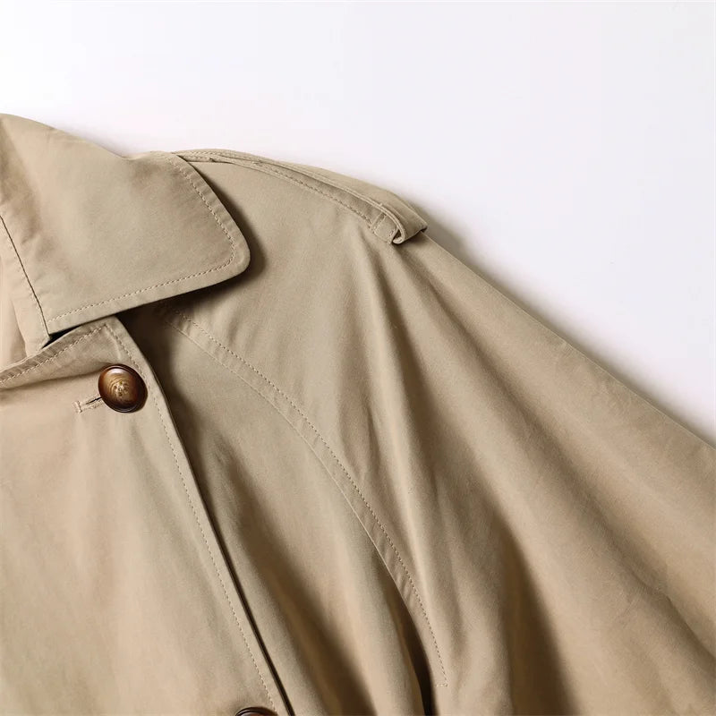 RARF lady Spring and Autumn new classic women's double button trench coat, trench jacket, vintage medium long coat, with belt Aviola