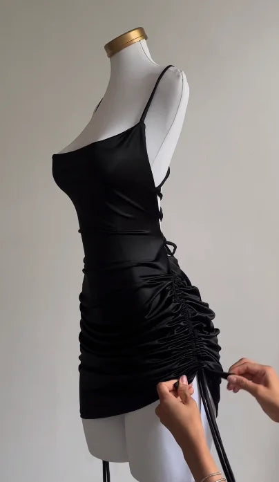 2024 Europe and the United States explosive new cross-border dress summer high sense lace-up sexy halter spice bag hip skirt Aviola