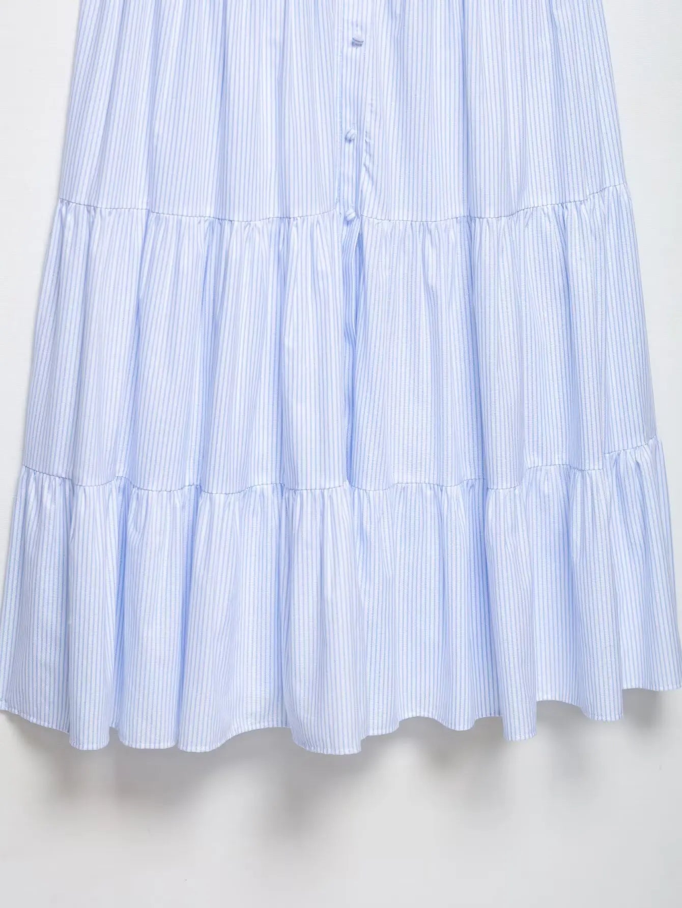 UNIZERA Pleated contrast lace trim striped suspender dress 2025 summer new arrivals women's casual loose midi dress Aviola