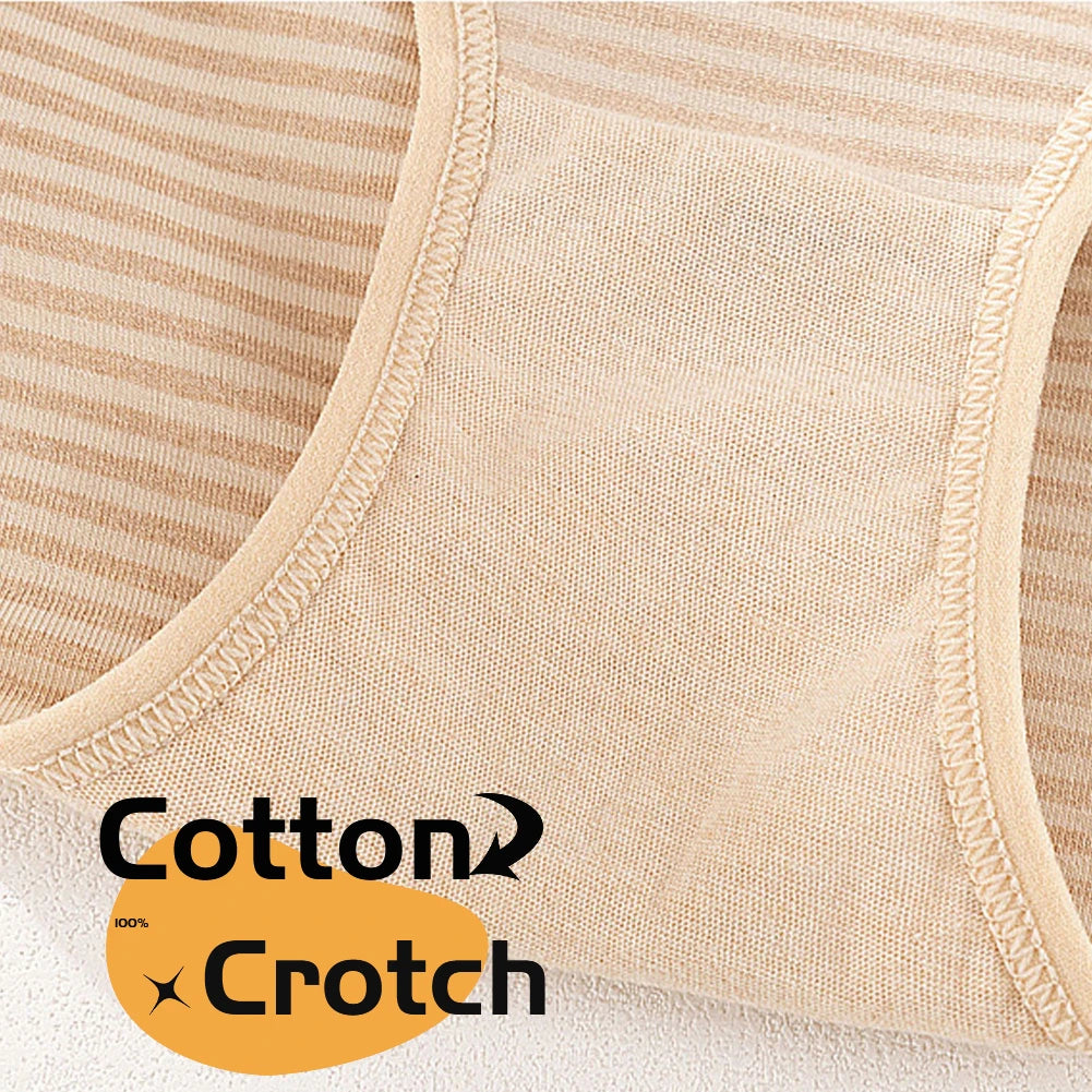 4 pcs/Set Women's High Waist Knickers Ladies Cotton Briefs Underwear Full Coverage Soft Breathable Panties Multipack Aviola