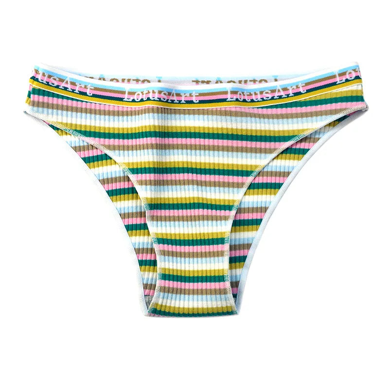 6PCS/Set Cotton Panties For Women Striped Briefs Low Waist Bottoms Female Sports Underpants Seamless Underwear Sexy Lingerie Aviola
