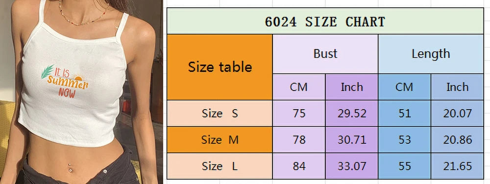 2024 Europe and the United States street new print season art text short sleeve women Y2K women's T-shirt vest halter Aviola