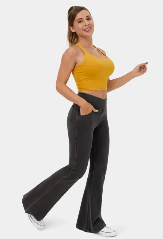 Denim Pant Women Jeans Long Flare Pants Slim Mom Jeans High Waist Yoga Trousers Y2k Streetwear Elegant Splice Sexy Work 2025 Aviola