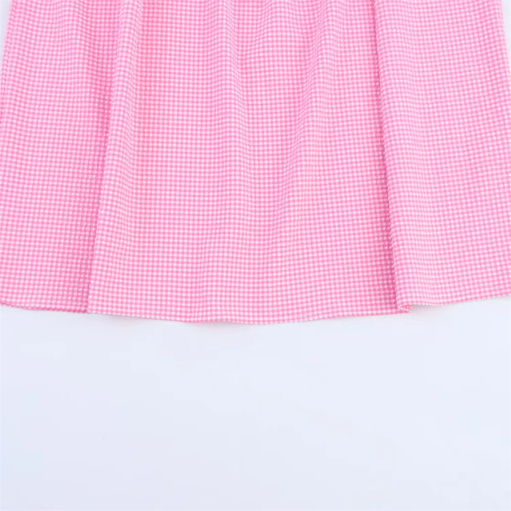 BM&MD&ZA2025plaid round neck sleeveless vest dress casual versatile stretch dress summer new women's clothing Aviola