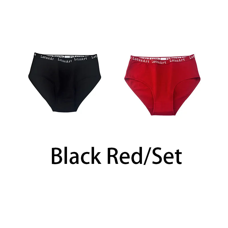 2PCS/Set Women Cotton Solid Panties Sexy Plus Size Underwear Letter Lingerie High Waist Comfor Briefs Aviola