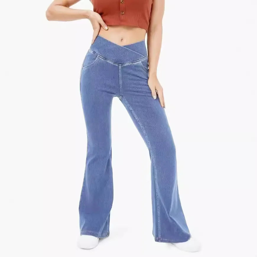 Denim Pant Women Jeans Long Flare Pants Slim Mom Jeans High Waist Yoga Trousers Y2k Streetwear Elegant Splice Sexy Work 2025 Aviola