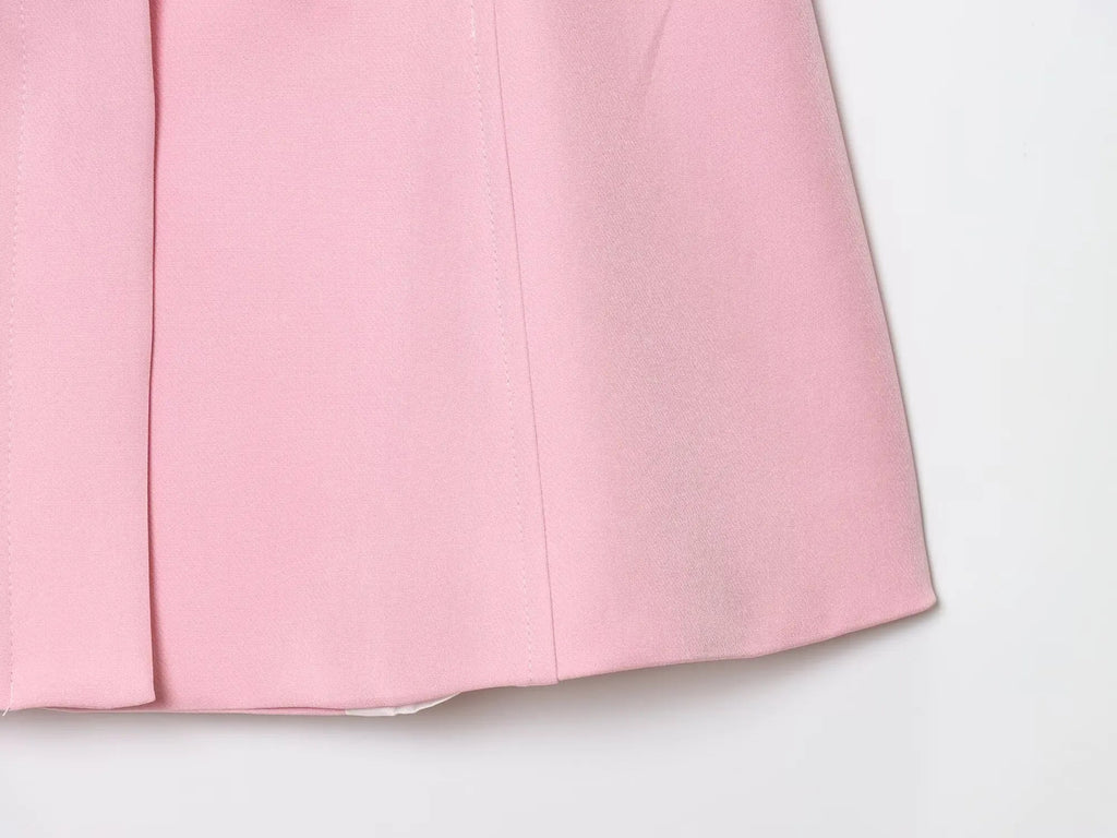 Elegant High Waist Slim Flared Pants Set with round Neck Sleeveless Vest Top And Short Skirt Hem for Women Aviola