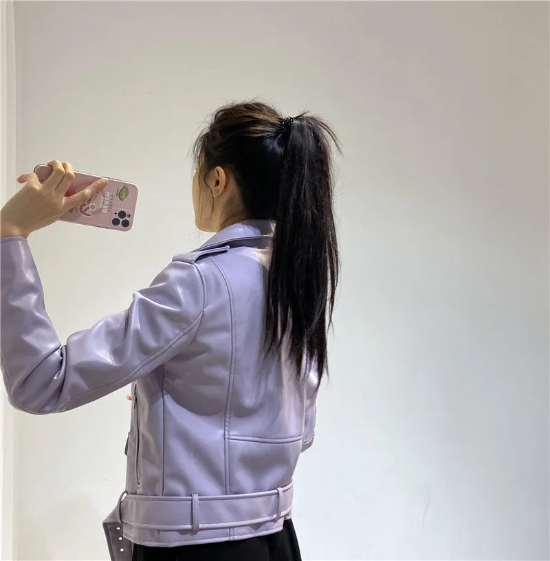 RARF Spring and Autumn 2024 The new belt detachable epaulet motorcycle jacket leather jacket Aviola