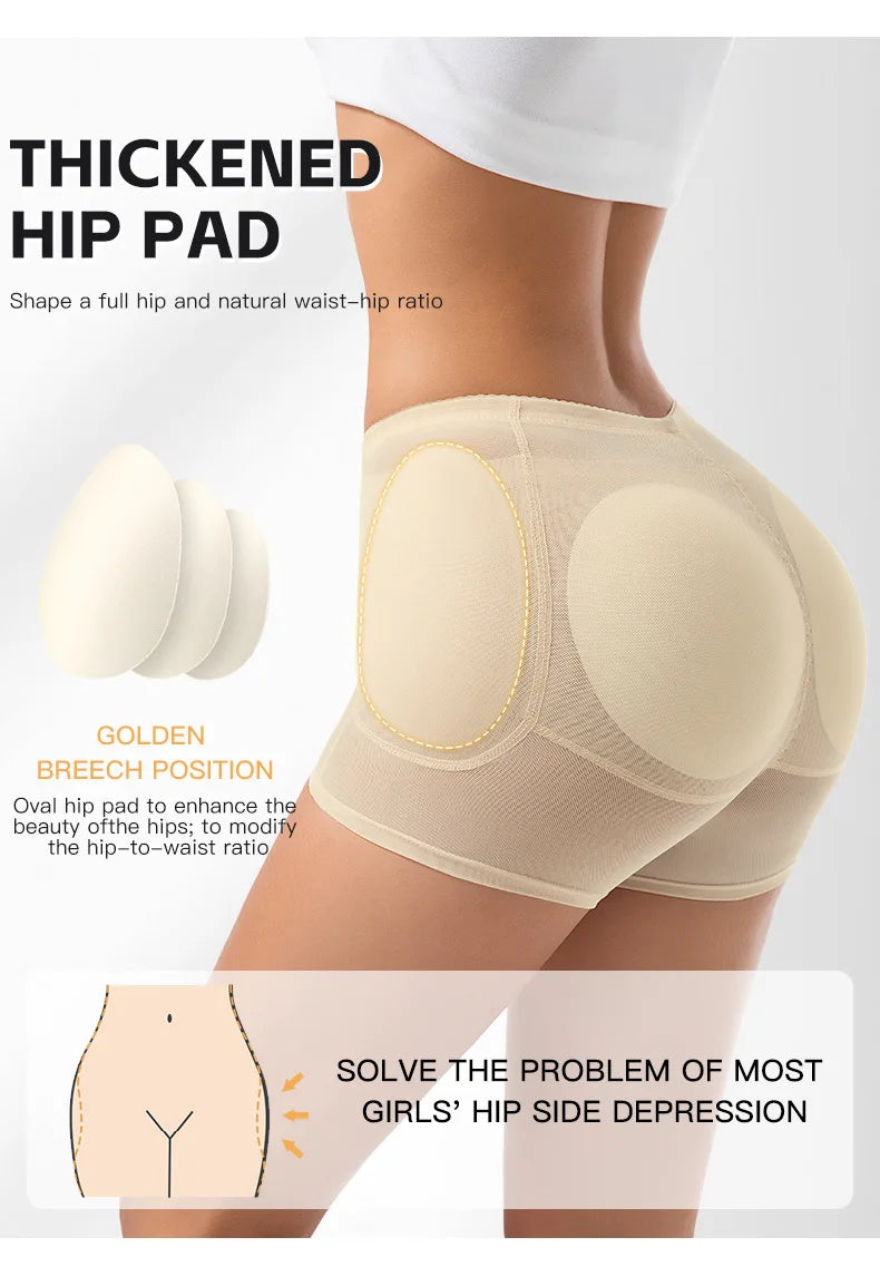 Women 4-Pad Butt Lifter Panties High Waist Tummy Control Shapewear Hip Enhancer Mesh Briefs Belly Slimming Body Shaper Shorts Aviola