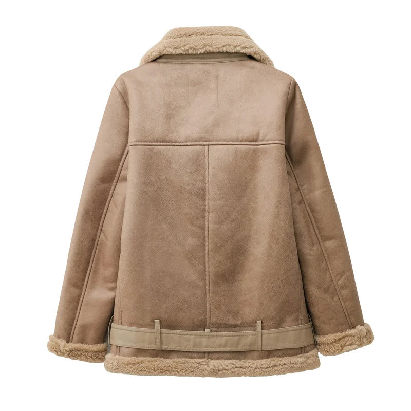 RARF 2024 new European and American women's fur one long sleeve standing collar double-sided jacket fur one thick warm coat Aviola