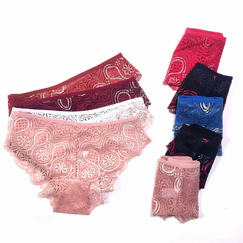 Woman Lace Panty Sexy Weave Panties for Women Floral Briefs Female Underwear Printed Underpants Fashion Sexy Lingerie NK2135 Aviola
