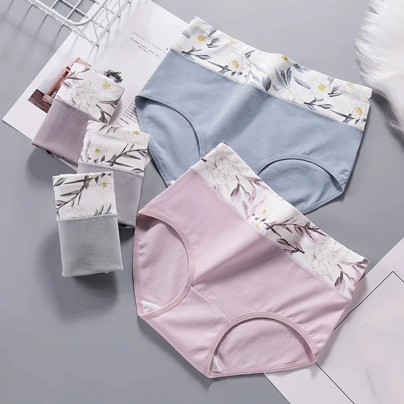 3pcs/Set Printed Underwear for Women Underwear Soft Cotton Knickers Briefs Basic Ladies Panties Full Coverage Breathable Panties Aviola