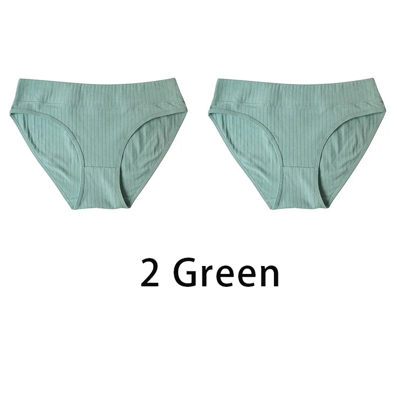 2PCS/Set Women Plus Size Seamless Cotton Panties Daily Underwear Sexy Female Rib Underpants Girls Comfort Briefs Lingerie 835 Aviola