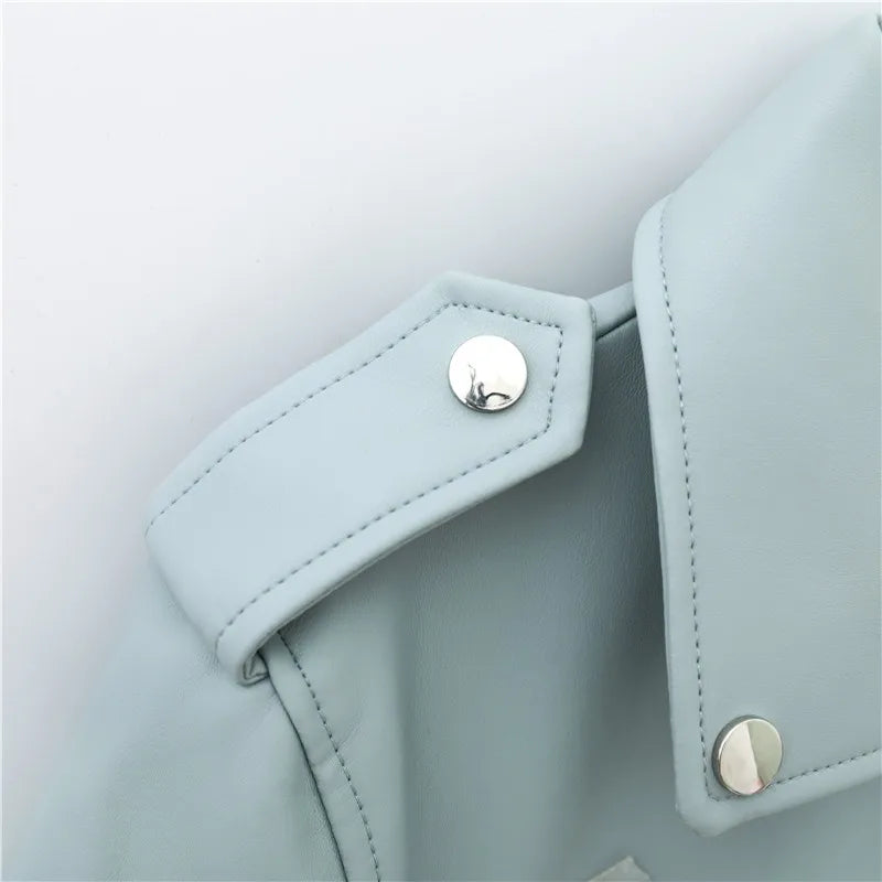 RARF Spring and Autumn 2024 The new belt detachable epaulet motorcycle jacket leather jacket Aviola