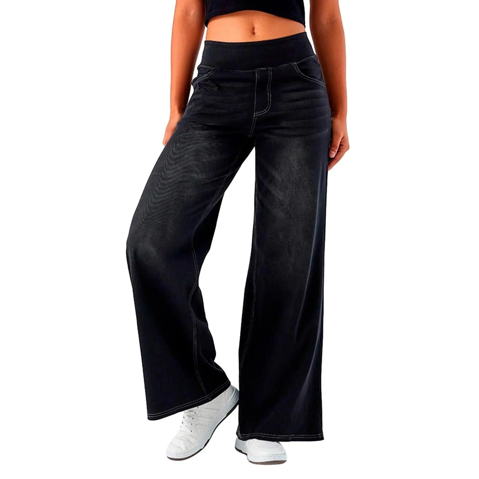 Women Jeans Denim Pant Wide Leg Long Pants Y2k Streetwear Elastic Waist Straight Trousers Elegant Mom Jeans Temperament Casual Aviola