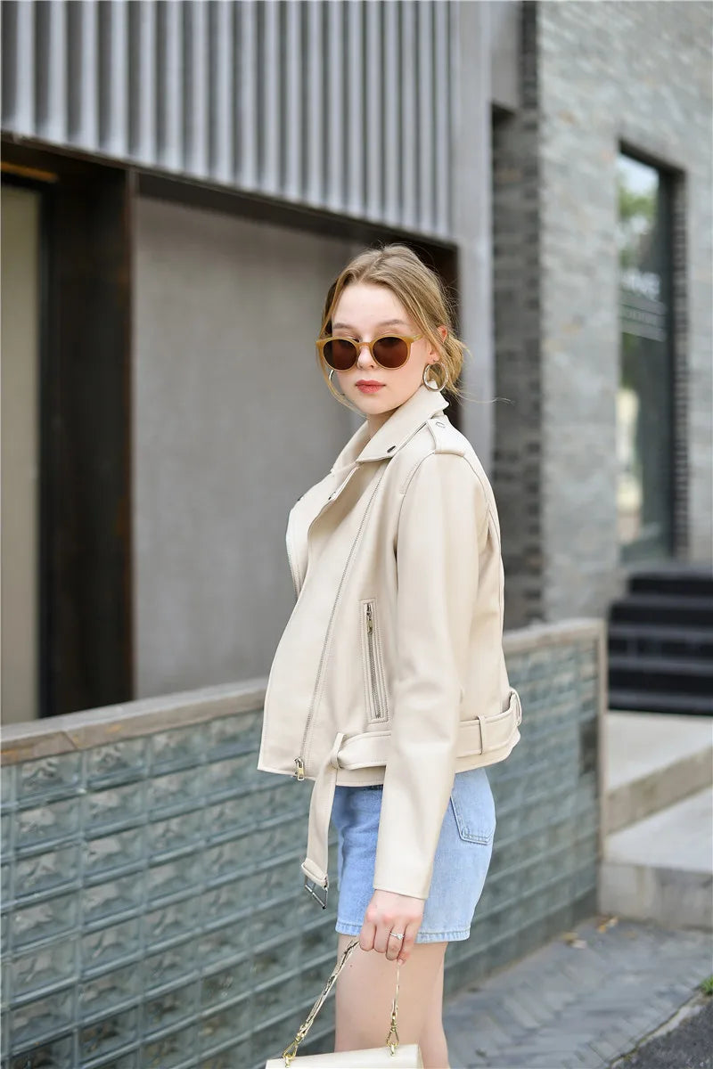 RARF Spring and Autumn 2024 The new belt detachable epaulet motorcycle jacket leather jacket Aviola