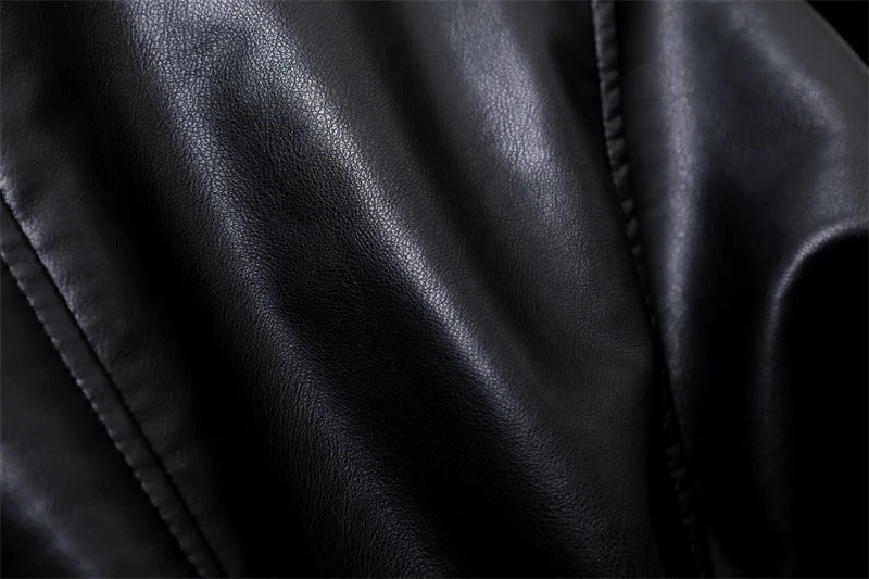 RARF  New 2024 Women's motorcycle leather PU imitation leather loose jacket black jacket Aviola
