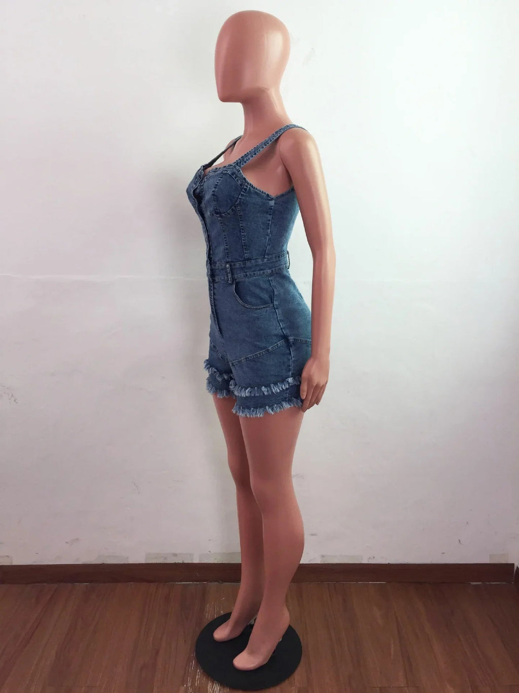 Women Denim Rompers Shorts Jeans Overalls High Waist Spliced Washed Jean Tassel Pockets One Piece Casual Skinny Solid 2025 Aviola
