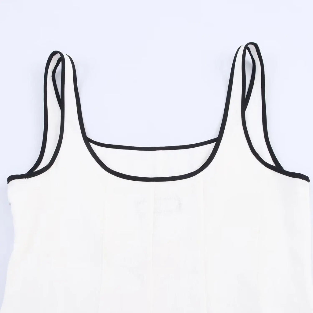 UNIZERA Contrast Edge Midi Dress 2025 Summer New Arrivals Women's Casual Loose Suspender Dress Aviola