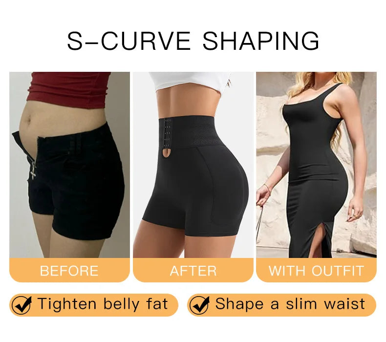 4 Pads Body Shaper Women Hip and Butt Lifter Shapewear Tummy Control Panties Waist Trainer with 3-Row Hooks Slimming Underwear Aviola