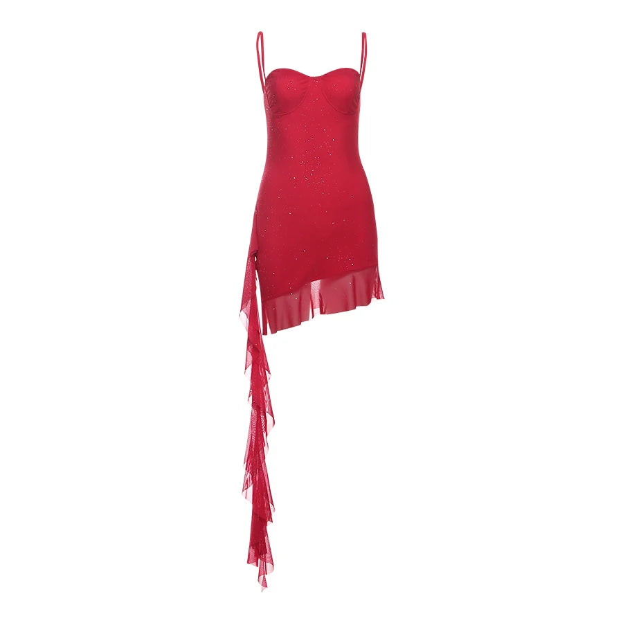 Nibber Sexy Tassel Double Deck Dress Women Sequins Solid Ruffles Spaghetti Strap Slim Sleeveless Lace Beach Vacation Bodycon Aviola