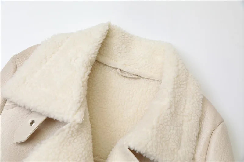 RARF The new  women's jacket with extra thick warm and extra thick lamb feather rider jacket with artificial fur Aviola