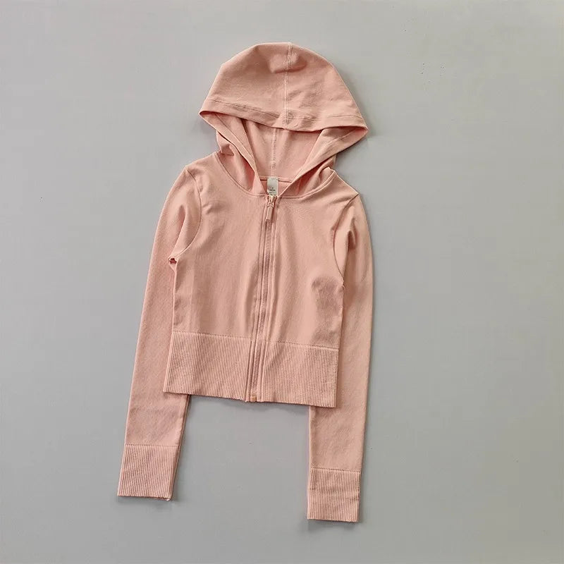 2022 Women Hoodie Sports Jacket Long Sleeve Yoga Shirt Winter Gym Top Running Coats Zipper Jacket  Fitness Clothing Top Aviola