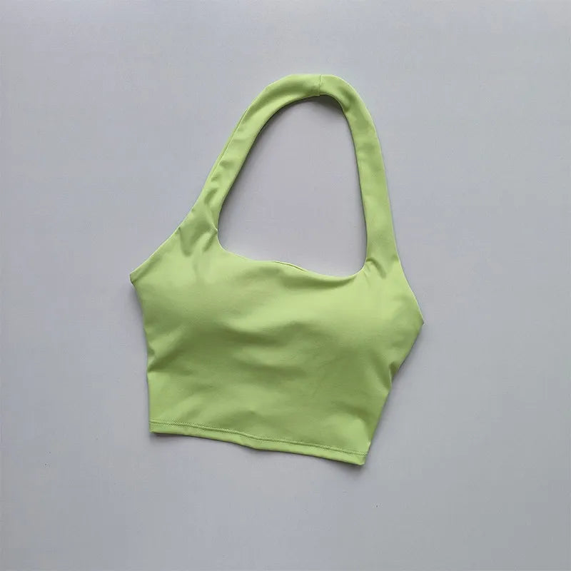 Women's Sport Bra Sexy Halter Padded Yoga Camisole Backless Gym Crop Top Fitness Bra Breathable Workout Sports Bras Aviola
