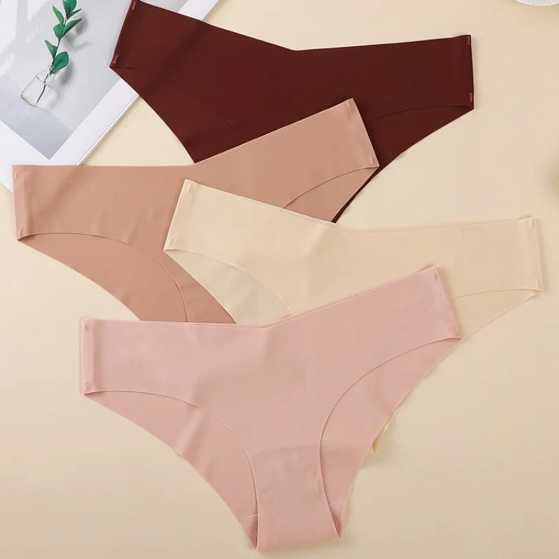 5Pcs/Set Women Panties Seamless Briefs Thin Female Vneck Underpants Summer Soft Panties Sexy Lingerie Underwear Underwear Aviola